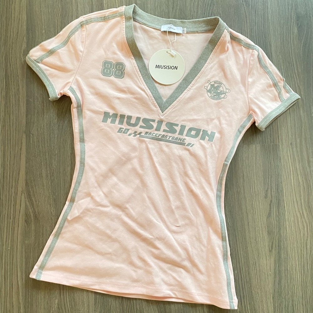 Women's Pink V-Neck Graphic Tee
